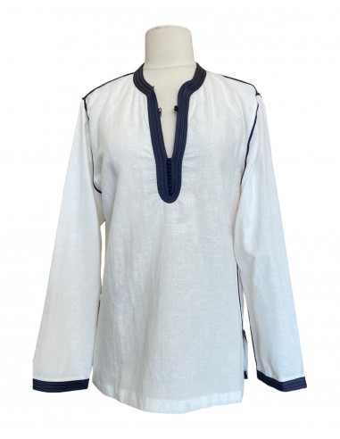 Kurta lin blanc - col anthracite Economisez 