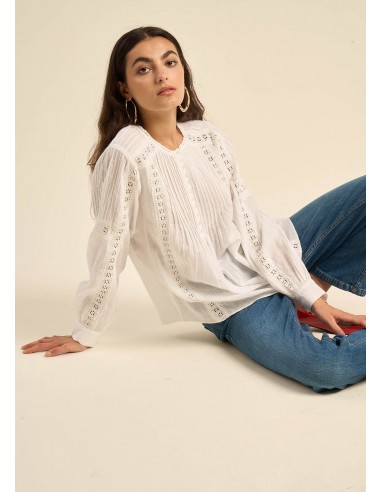 Blouse brodée en gaze de coton store