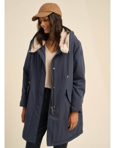 Parka mi-longue en fausse fourrure en linge